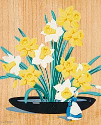 #419 ~ Casson - Daffodils with Delft Figurine
