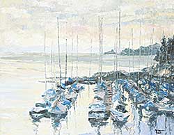 #1071 ~ Evans - Untitled - Sailing Ships in the Harbour