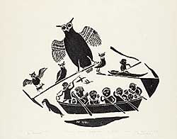 #1194 ~ Talirunili - Untitled - Boat with Owl  #32/50