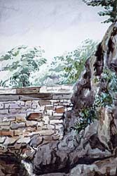 #77 ~ Ford - Untitled - Trees, Rocks and Garden Wall