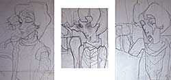 #233 ~ Nicoll - Untitled - Three Sketches of a Lady
