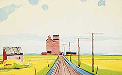 #99 ~ Hurley - Untitled - Prairie Elevators with Yellow Fields