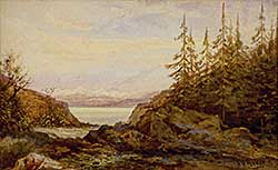 #521 ~ Parker - Untitled - Coastal View with Mountains in Background
