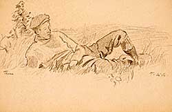 #435 ~ Greene - Untitled - 'Tom' Resting / Sketch of Two Cows