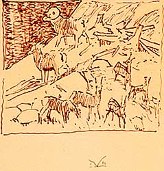 #484 ~ Kerr - Untitled - Sketch of a Herd of Mountain Goats