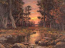 #84 ~ Forbes - Untitled - Forest Stream and Sunset