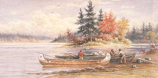 #173 ~ Verner - Indians Loading Freight Canoes