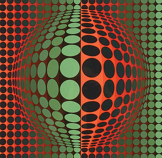 #586 ~ Vasarely - Untitled - Rouge/Vert  #69/267