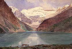 #8 ~ Bell-Smith - Untitled - Lake Louise with Canoeists