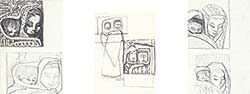 #523 ~ Nicoll - Untitled - Three Drawings of Mother and Child
