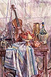 #540 ~ Rigaux - Untitled - Still Life with Violin and Fruit
