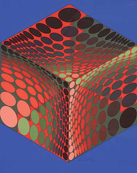 #203 ~ Vasarely - Untitled - Cube  #88/120