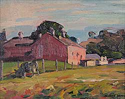 #436 ~ Drake - Untitled - Farm with Grazing Cow