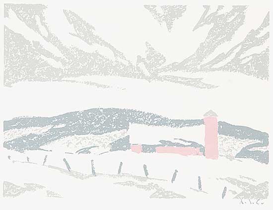 #220 ~ Casson - Untitled - Pink Barn in Winter