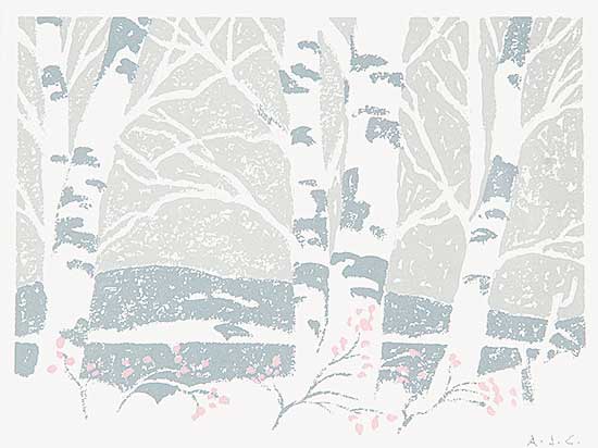 #221 ~ Casson - Untitled - Birch Trees with Pink Leaves in Winter
