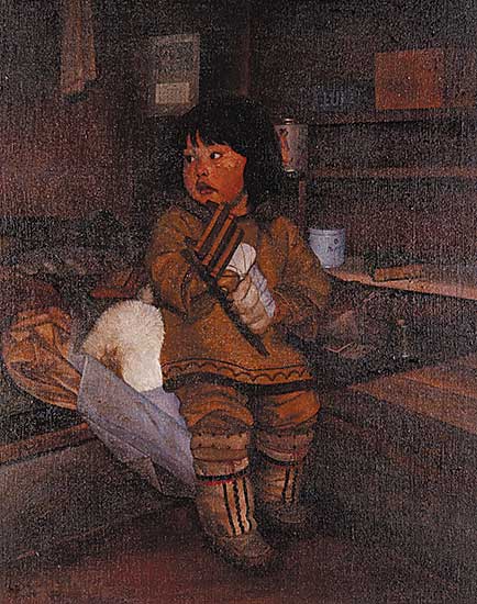 #269 ~ Lonn - Untitled - Inuit Child with Toy Sled