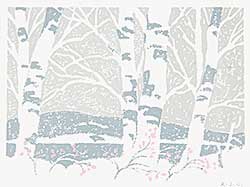#221 ~ Casson - Untitled - Birch Trees with Pink Leaves in Winter