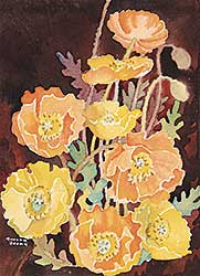 #432 ~ Brown - Untitled - Yellow and Orange Poppies