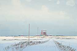 #487 ~ Hurley - Untitled - Winter Farm Scene