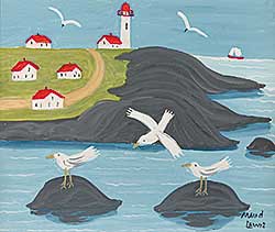 #72 ~ Lewis - Untitled - Seagulls and Lighthouse