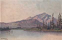 #427 ~ de Forest - Untitled - Mountain View with Steamer in Foreground