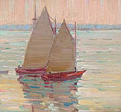 #69 ~ Loveroff - Untitled - Sailboats at Full Mast, Evening Light