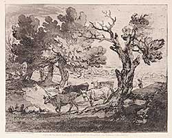 #519.1 ~ Gainsborough - Untitled - Four Cows and Cow Boy in a Forest