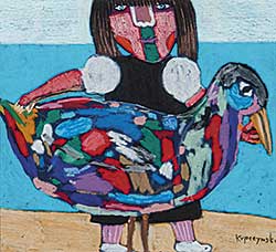#536 ~ Kupczynski - Untitled - Girl with Colourful Bird