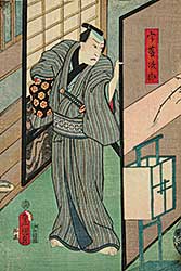 #217 ~ Kunisada - Untitled - Kabuki Actor Behind Screen