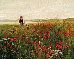 #213 ~ School - Untitled - Mother and Children in the Poppy Field
