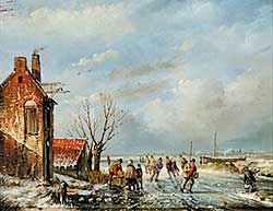 #216 ~ Zimmerman - Untitled - Winter Landscape with Skaters