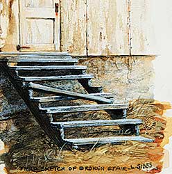 #446 ~ Gibbs - Field Sketch of Broken Stairs