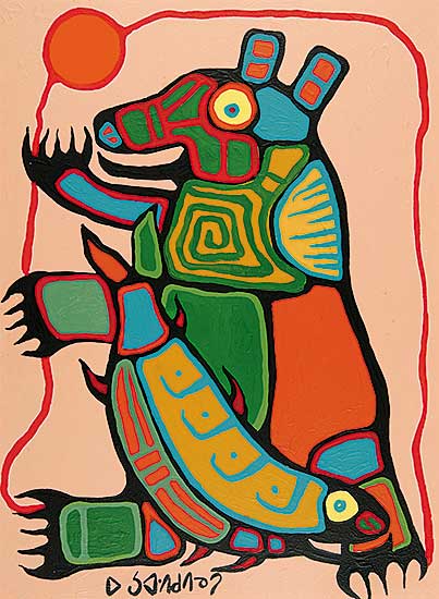 #77 ~ Morrisseau - Bear and Salmon in Cycle