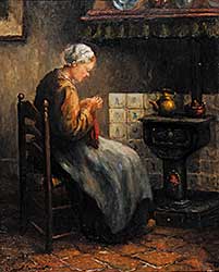 #233 ~ Van Eybergen - Untitled - Sewing by the Stove