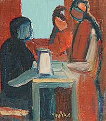 #693 ~ Giladi - Untitled - Three Figures Around a Table
