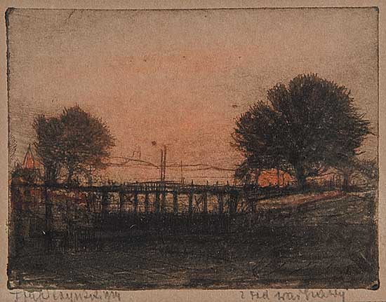 #103 ~ School - Untitled - Sunset on a Town Bridge