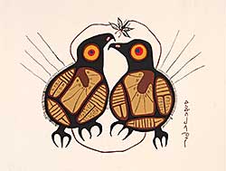 #64 ~ Morrisseau - Untitled - Two Birds and Butterfly