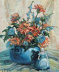 #423 ~ Ely - Untitled - Still Life with Flowers and Figurine