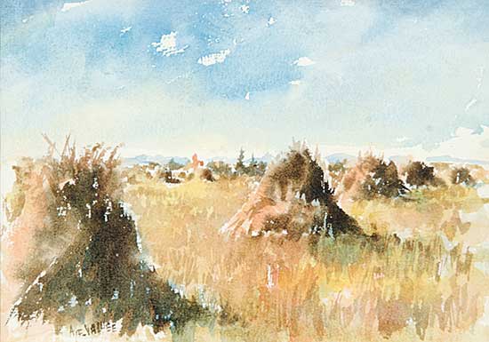 #842 ~ Vallee - Untitled - Stooks in the Field
