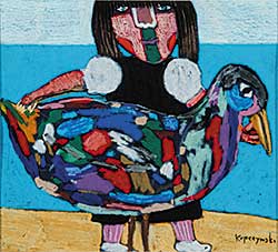 #548 ~ Kupczynski - Untitled - Girl with Colourful Bird