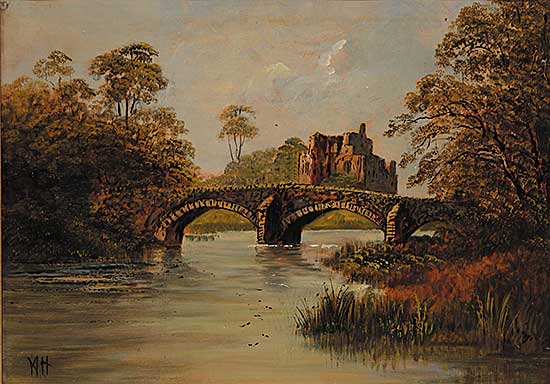 #235 ~ School - Untitled - Castle and Bridge on a Stream