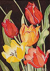 #633 ~ Brown - Untitled - Blooming Tulips