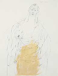 #794 ~ Pashak - Untitled - Figure Study in Black, Yellow and Blue