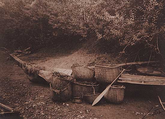 #14 ~ Curtis - Untitled - Dugout Canoe with Baskets and Paddle
