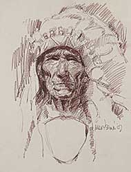 #217 ~ Brown - Untitled - Portrait of and Indian Chief