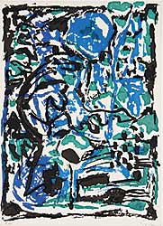 #52 ~ Penck - Untitled - Abstract in Blue, Green and Black  #58/100