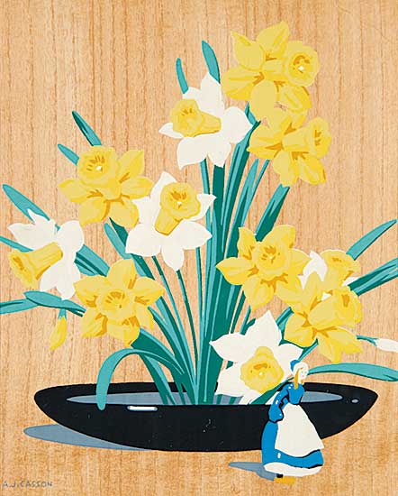 #419 ~ Casson - Daffodils with Delft Figurine