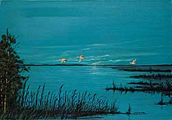 #647 ~ Gonzales - Untitled - Birds over a Lake