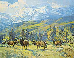 #312 ~ King - Untitled - Elk Herd in the Mountain Pass