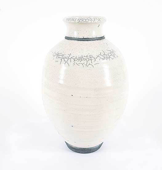 #1655 ~ School - Untitled - White and Grey Amphora